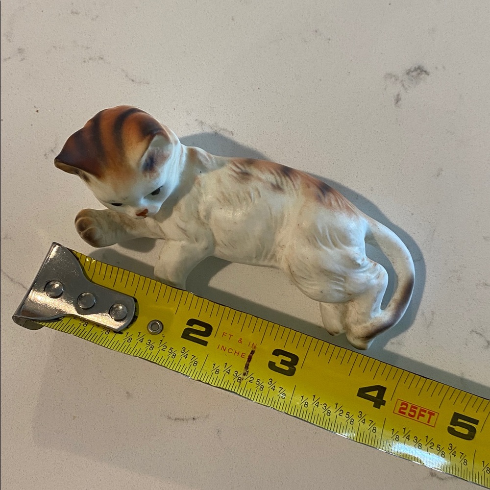 Rare Vintage Enesco Collectors Cat Ceramic White And Tan - Picture 4 of 5